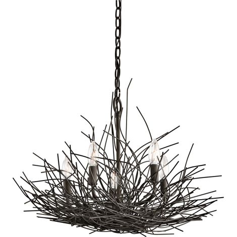 Elstead Organique - Lampadario a 5 luci a sospensione Light Bronzo antico, E14 (1/2)