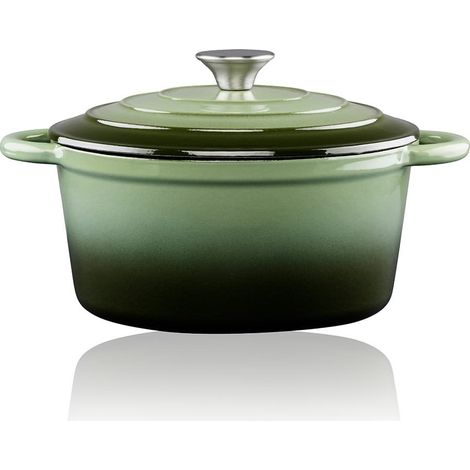 Cacerola de hierro fundido esmaltado color verde 3,8 l, ø24 x 11,8 cm (1/4)
