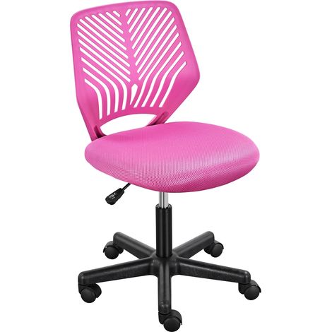Homevive Silla de Oficina de Malla sin Reposabrazos Silla Giratoria de Ordenador con Altura Ajustable Rojo Rosado