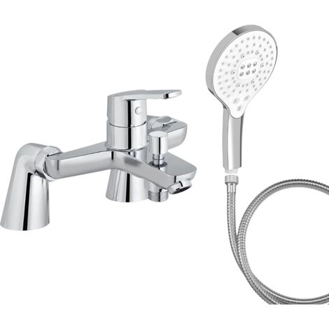 Mitigeur baignoire JACOB DELAFON Aimé + pommeau de douche Metro signature + flexible de douche métal + colonnettes (1/5)