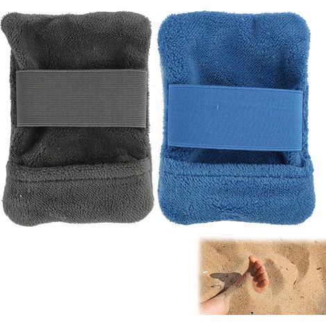 2er-Pack Strand-Sandentfernungshandschuhe mit Gummiband, Mikrofaser-Sandbürste für Haut und Füße, wasserloses Sandwischen für Strandausflüge, Camping und Schwimmen, 14 x 12 cm (1/5)