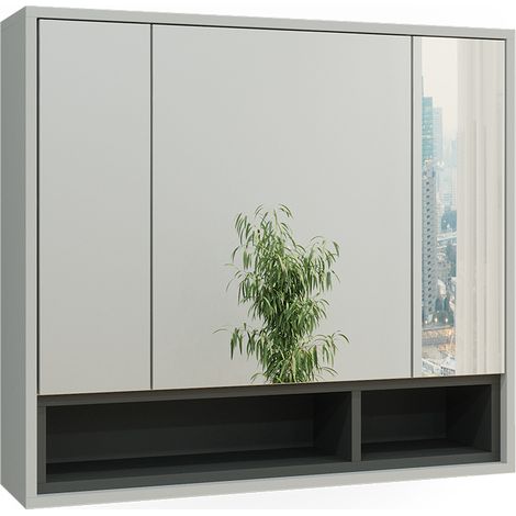 Armoire de toilette Beatrice, Gris/Anthracite, 80 x 72 cm, Vicco