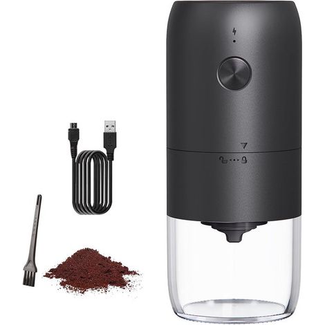 Wiederaufladbare elektrische Kaffeemühle Keramikmahlwerk Mahlgrad einstellbar Tragbare Kaffeemühle für Kaffeebohnen (1/5)