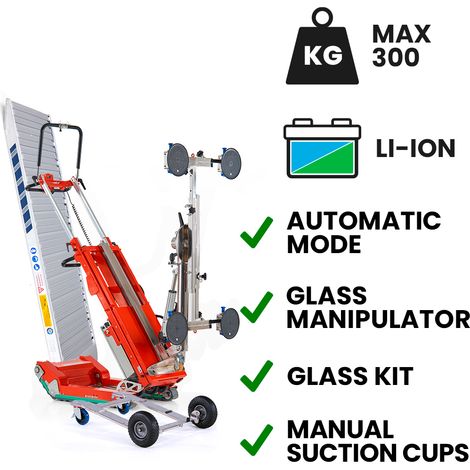 Carretilla sube escaleras eléctrica Skipper Lift GL para instalación de acristalamientos 3x2,7 m ventosas manuales 300 kg