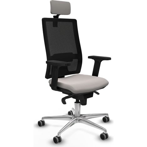 Horna sincro malla negra similpiel blanco brazos 2D base aluminio cabecero 2D ruedas 65mm engomadas (1/5)