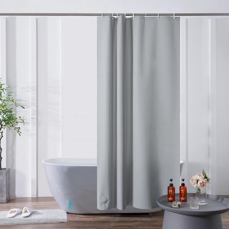 c Rideau de Douche 120 x 200cm Anti Moisissure Imperméable avec Bloc de Verre en Bas Gris Rideau de Baignoire avec 8 Crochets (1/5)