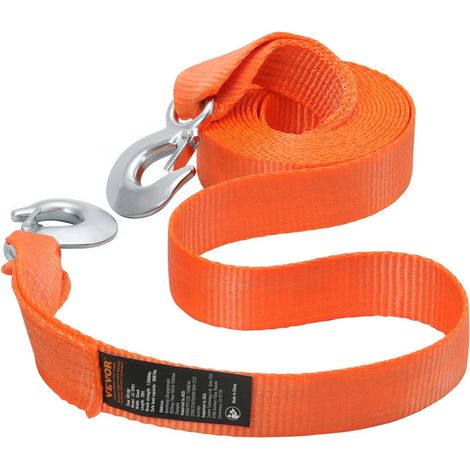 Sangle de remorquage pour VTT avec crochets, 50,8 mm x 6,1 m, capacité de 7711 kg, corde de remorquage durable avec crochets de sécurité pour camions et véhicules, accessoire de remorquage indispensab (1/5)