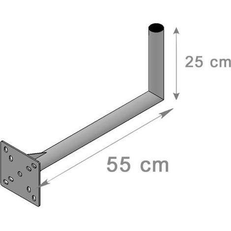 Fixation Murale - HD LINE - Modèle coudée - Déport 55cm - Hauteur 25cm - Diamètre 42mm