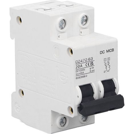 1000V 20A DC double-pole circuit breaker – Overload protection – Electromagnetic tripping – DIN rail mounting – PV 2 P (1/5)