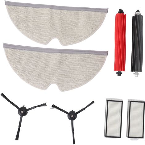 Kit de repuestos para la aspiradora robot Roborock Q8 Max, incluye 2 paquetes de filtros y cepillos principal/laterales.