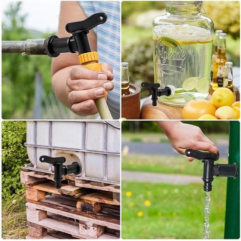 Robinet Cuve Plastique, Robinet Recuperateur Eau de Pluie avec Joint 3/4" Robinet pour Citerne Pluies avec Ruban Boucle Filetée pour le Jardin l'Industrie Recuperateur Eau de Pluies (1/3)