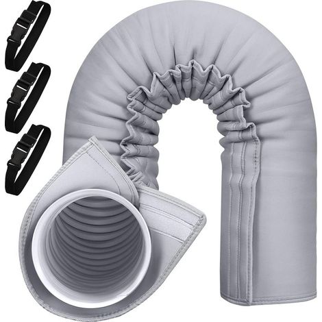 Housse d'isolation pour tuyau de climatiseur portable, compatible avec les tuyaux d'évacuation de 5 ou 6 pouces de diamètre, housse isolante facile à installer grâce à 3 sangles réglables (1/5)