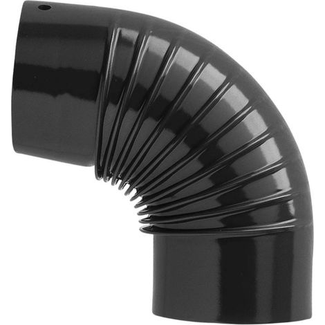 curva gomito 90o   15 cm acciaio smaltato nero per tubi stufa stufe camino (1/3)