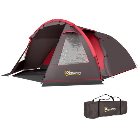 Tienda de campaña con túnel para 2-4 personas con 2 habitaciones, tienda de campaña familiar para senderismo y pesca, impermeable 3000 mm con base reforzada, doble puerta, bolsa de transporte, 360x250