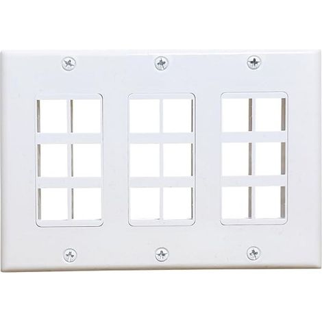 Plaque murale Keystone 18 ports avec inserts modulaires, modèle blanc 3 prises (1/5)
