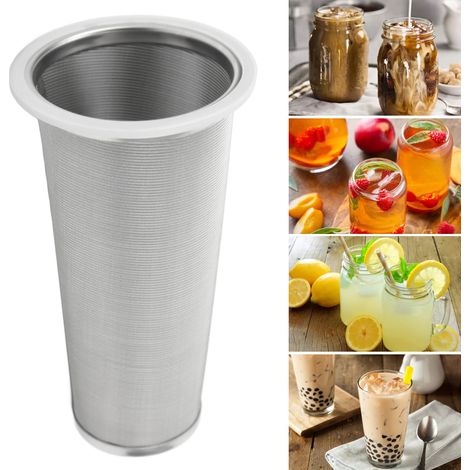 Cartouche filtrante conique en acier inoxydable 304 de type Mason pour café, jus et boissons avec joint en caoutchouc blanc (815cm) (1/5)