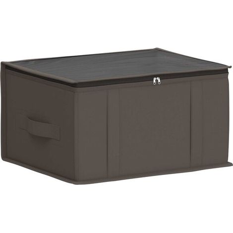 Boîte de rangement avec fenêtre transparente, grise, en tissu non tissé. (1/5)