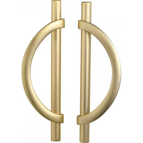 2 Pack Brushed Gold Drawer Pulls, Half Moon Shape Dresser Drawer Handles, Antique Cabinet Door Handles,11.4cm (1/5)