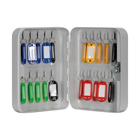 ARREGUI PLL20 Armario de Llaves con Ganchos Fijos 20 llaves Caja de Seguridad de Acero para Llaves con Llaveros Incluidos Fácil Instalación en Pared 20 x 16 x 6 cm gris