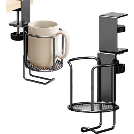 Porte-gobelet de bureau à clipser, support antidérapant réglable, économiseur d'espace, durable et léger, accessoires de bureau, utilisation scolaire, rangement de dortoir (1/5)
