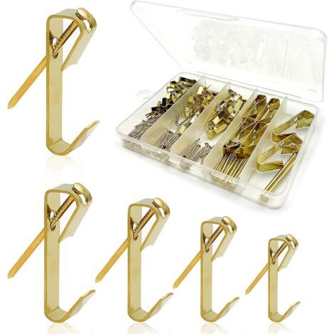 120 Pièces Crochet Mural Metal Kit, Inoxydable Accroche Tableau Lourd, Crochets de Suspension de Photo pour Photos Suspendues de Maison et Bureau (1/4)