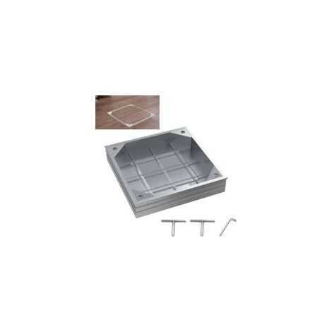 Couvercle de regard 30x30x6cm,Alliage d'aluminium Couvercle de Regard Encastré et Cadre, Couvercle d'inspection Invisible pour Grilles d'égout Caniveaux (1/5)