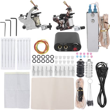 Kit de tatouage professionnel machine à bobine 3RL 5M1 aiguilles peau d'entraînement 90-265V prise UE (1/5)