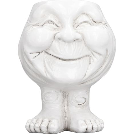 Pot de Sculpture Visage Drôle en Résine Étanche - Décoratif Mignon Type A Blanc (1/5)