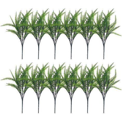 Lot de 12 plantes artificielles décoratives pour la maison : fougères artificielles, gazon artificiel, décoration intérieure (1/4)