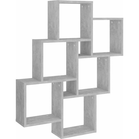 vidaXL Estante cubo de pared contrachapado gris hormigón 78x15x93 cm (1/2)