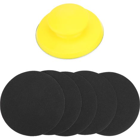 Ortviai Bloc de ponçage manuel 5 pouces avec velcro + 5 disques abrasifs 10000 grains en ABS résistant (1/5)