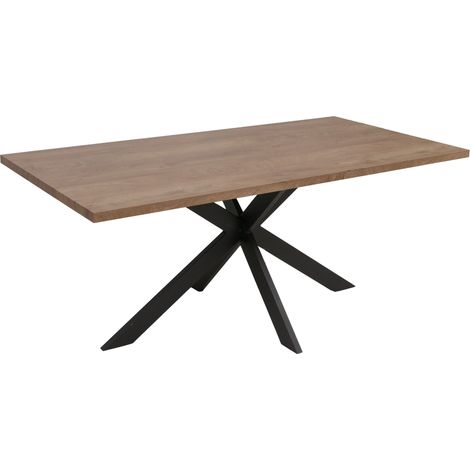 [NEUWERTIG] Esszimmertisch HHG-169, Küchentisch Tisch Esstisch, Industrial MDF Metall 180cm Walnuss-Optik