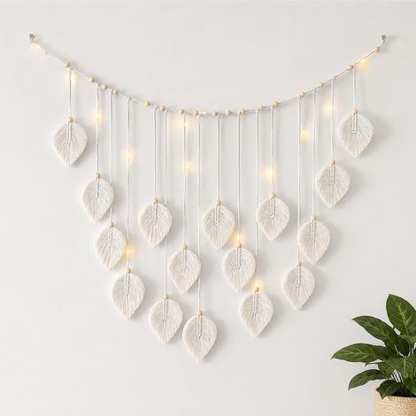 Boho-Dekor – Weißer Wandteppich mit Quasten – Eleganter Wandteppich – Handgewebt – Boho-Wanddekoration für Wohnzimmer und Balkon (1/5)
