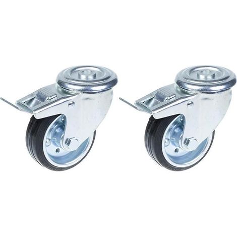 Roulettes - Materiale Cantiere - 80mm - Pivotanti con freno - Capacità 140kg - Lotto di 2