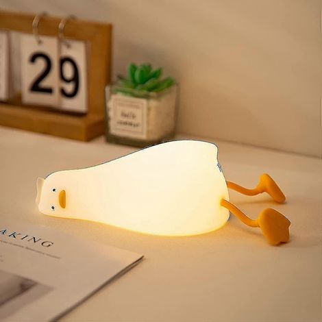 Liegendes flaches Enten-Nachtlicht, LED-Squishy-Entenlampe, süß (1/5)