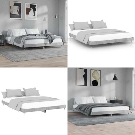 Estructura de cama madera de ingeniería gris hormigón 120x200cm - Estructura de cama - Cama de ingeniería