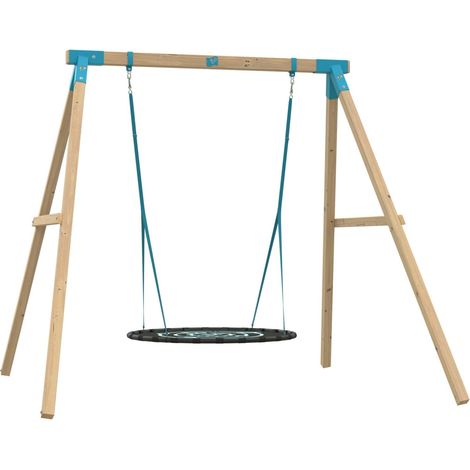 Tp Toys – Portique balançoire nid en bois carré FSC® – Kit d'ancrage inclus – Hauteur 243 cm – Structure robuste pour 1 à 2 enfants (1/5)