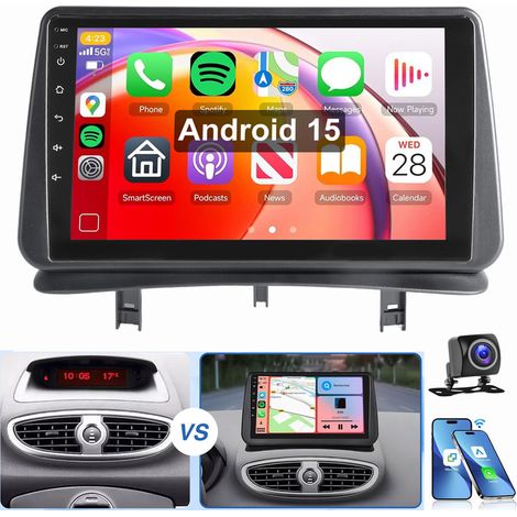 Pour RENAULT CLIO MK3 2005-2012 Carplay Android 15 Autoradio GPS WIFI 4+64G CAM