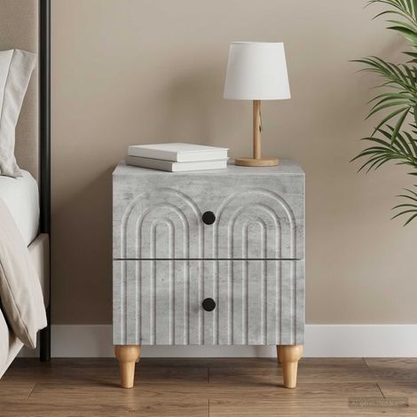 vidaXL Armario de Noche con cajón Gris Hormigón 43 x 34,5 x 48 cm (1/5)