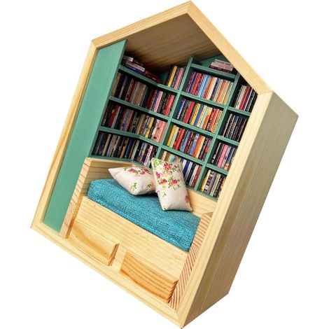 Anxiety-Shaking Bookshelf, Mini Wooden Decorative Ornament for Anxiety-Relieving Reading Room, Eliminate Stress with a Handmade Bookshelf for Bedroom, Office (1/5)