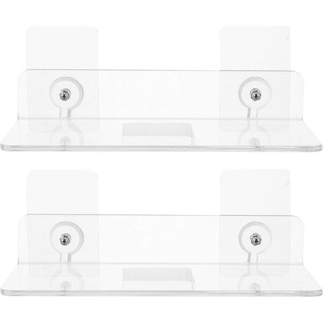 Lot de 2 étagères transparentes pour bouteilles, étagère de rangement pour salle de bain, étagère de cuisine, étagère flottante, étagère de douche (1/5)