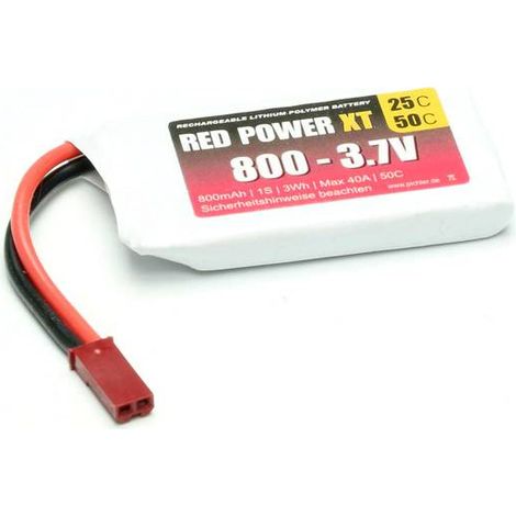 Red Power Batteria ricaricabile LiPo 3.7 V 800 mAh 25 C Softcase JST, BEC