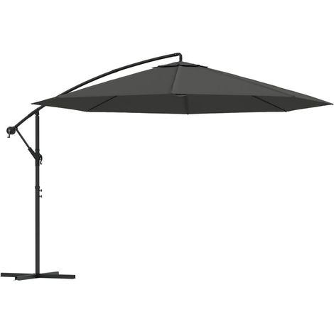 Parasol meuble de jardin en porte-à-faux avec poteau aluminium 350 cm anthracite