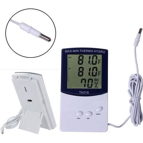 Digitales Thermometer mit 2 Innen-/Außensensoren und Wetteralarm (1/5)