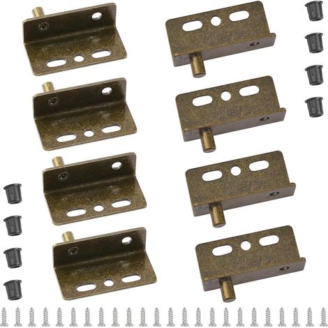 APEX Lot de 4 paires de charnières pivotantes en fer avec arbre dissimulé, charnières de porte d'armoire en bois avec goupille pour porte (1/5)