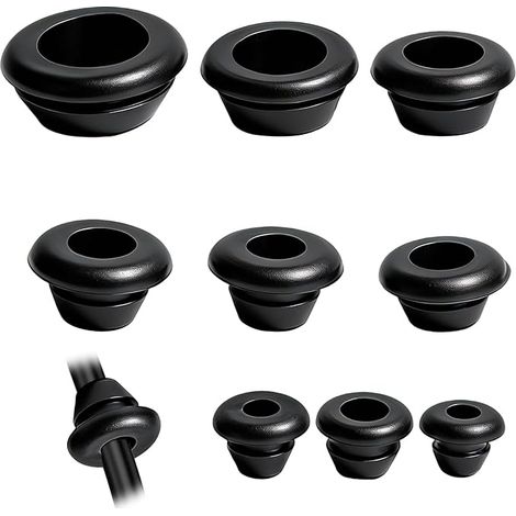 90 pieces rubber cable clips in kit, 9 sizes 3-14 mm, rubber thread and rubber eyelet to protect wires, ring seal for electrical cable and housing (1/5)