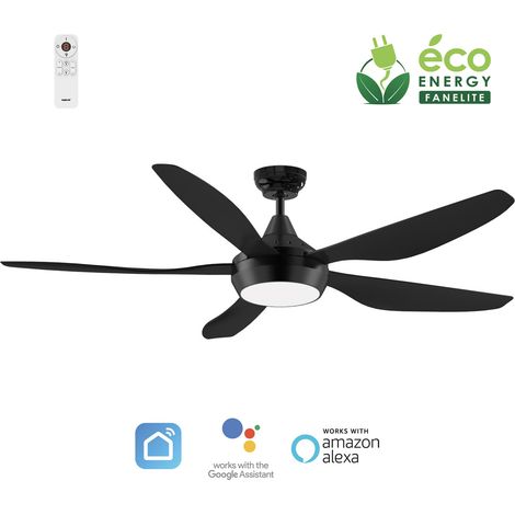 Fanelite - Ventilateur de plafond 137 cm noir MAUPITI - Moteur DC 35W - LED 20W dimmable 3 couleurs - Wifi & Contrôles vocaux