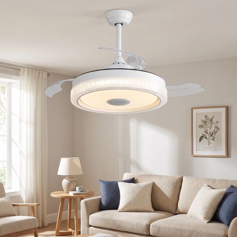 Ventilatore da soffitto con luce 42 pollici 32W LED RGB Telecomando APP Moderno Bianco (1/5)