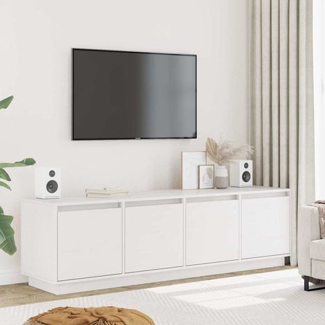 vidaXL Mueble de TV madera maciza de pino blanco 156x37x45 cm (1/5)