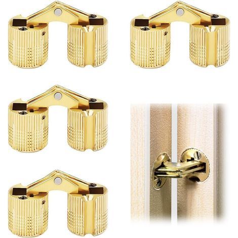 4Pcs Charnières Invisibles en laiton Angle D'ouverture 180° en Cuivre Baril en Laiton Cylindrique Charnière en Cuivre Caché Charnières de Meubles pour DIY Boîte À Bijoux Main Artisanat (10mm) (1/5)